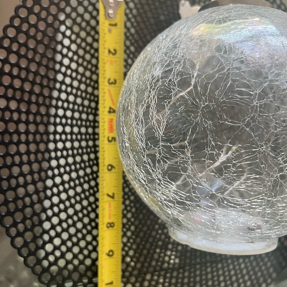 Crackle Glass LED Ornament – Elegant Hanging Lighted Globe about 6 1/2 inches - Picture 3 of 5